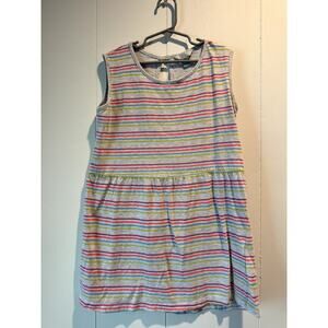 Four Hearts Girl's Gray Dress with Stripes Size 7